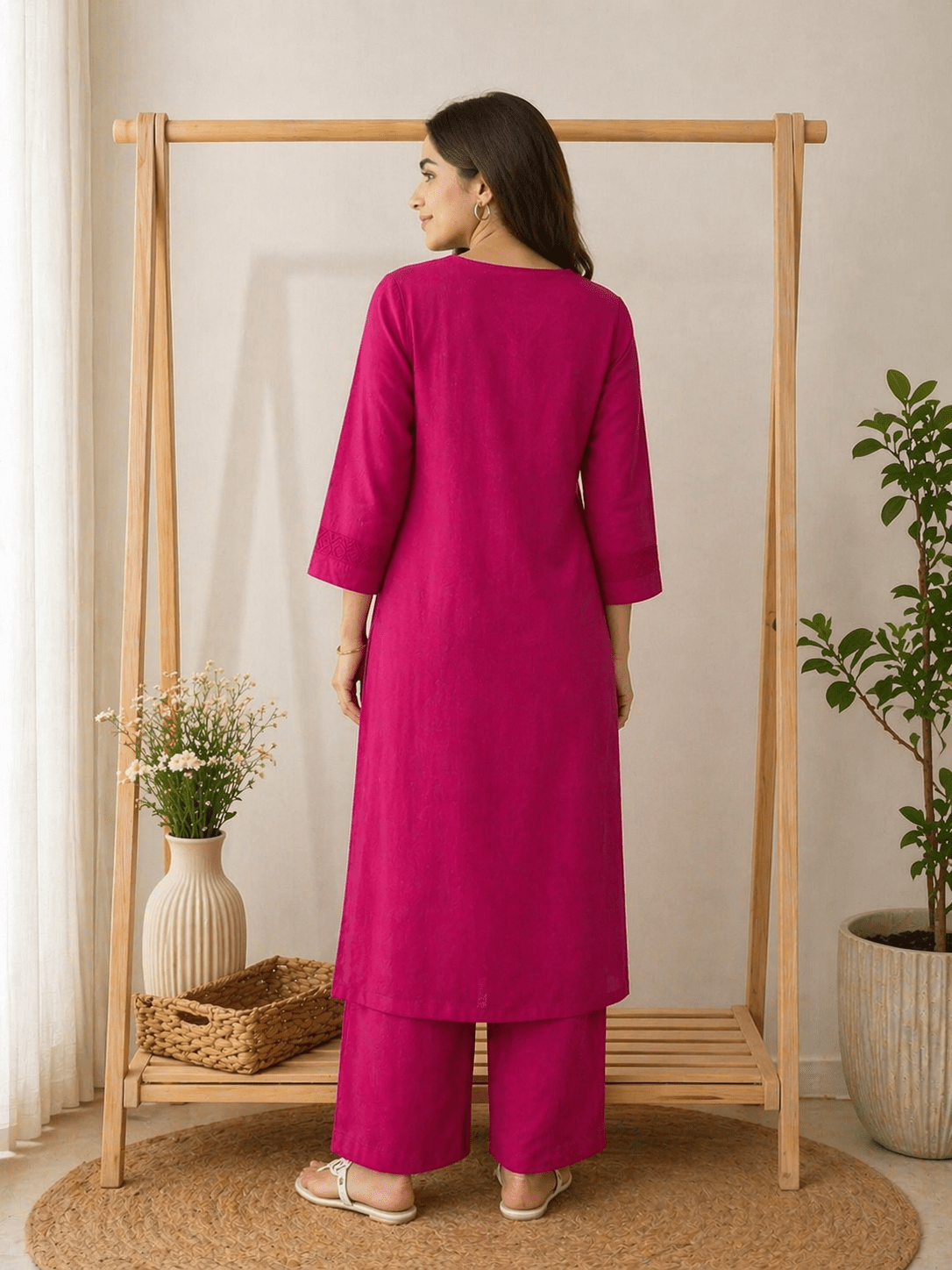 Krishna Creations Printed Cotton Kurta Pant Set for Women - Krishna Creations
