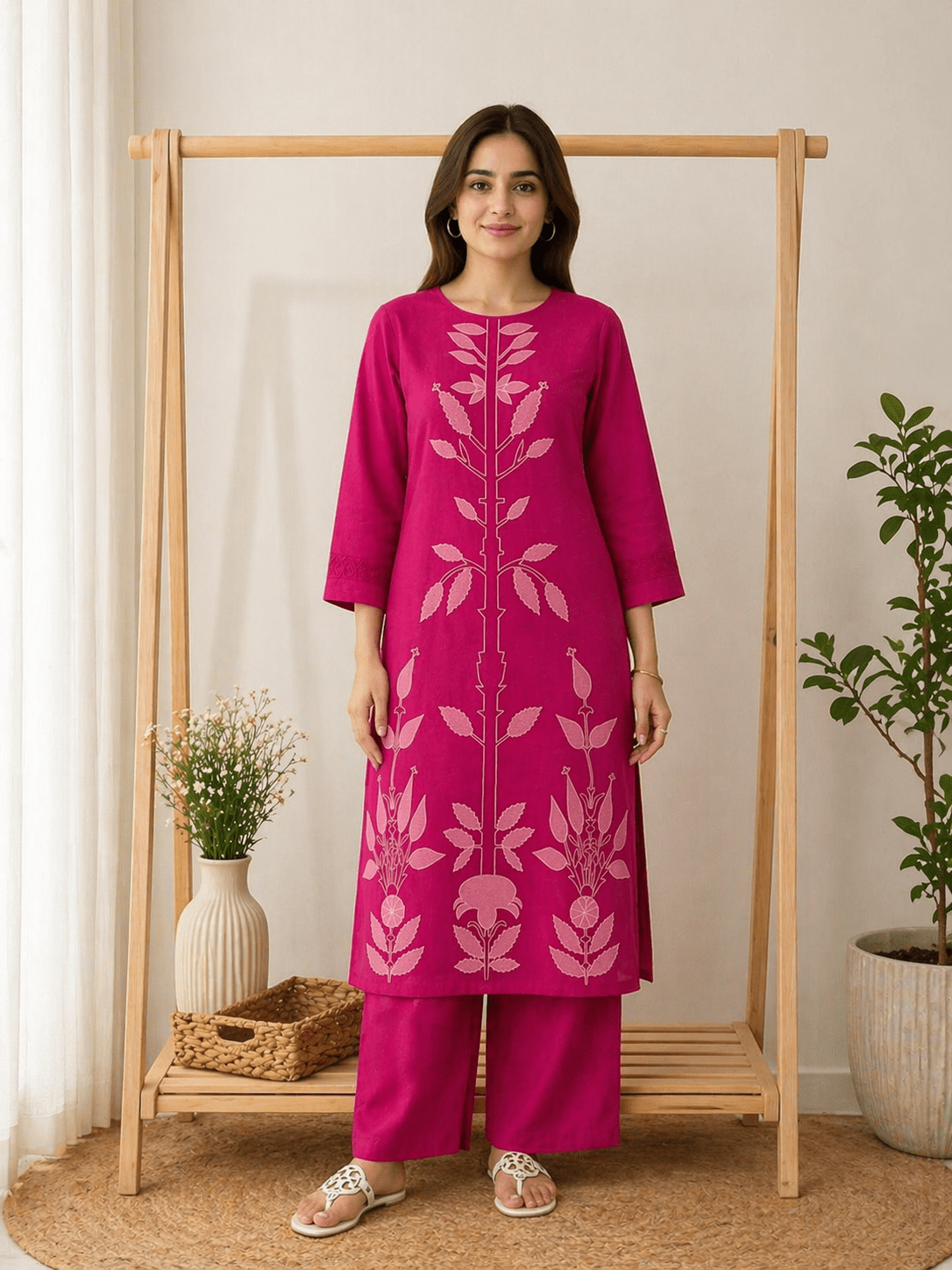Krishna Creations Printed Cotton Kurta Pant Set for Women - Krishna Creations