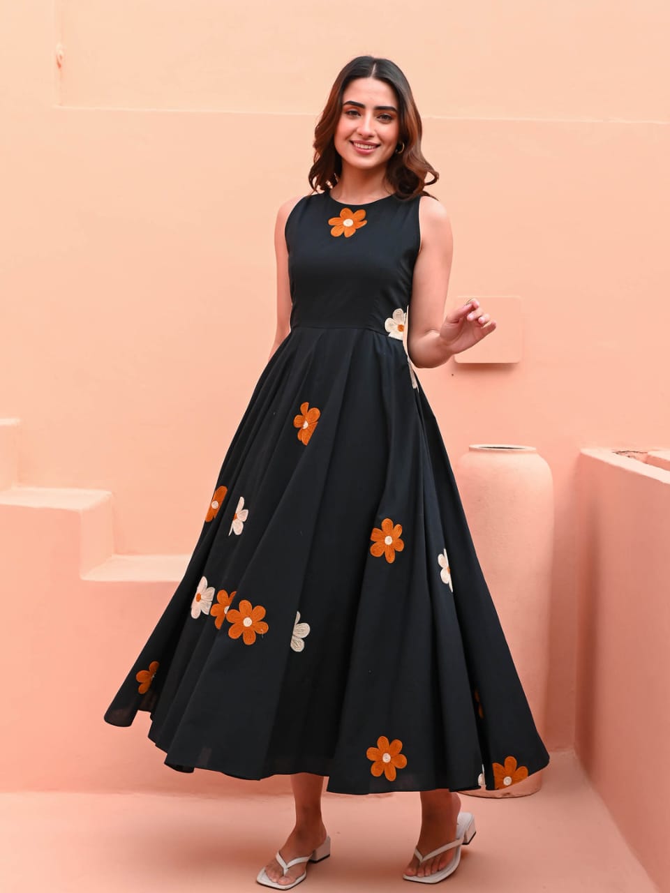Krishna Creations Floral Printed Gown Dress for Women - Krishna Creations