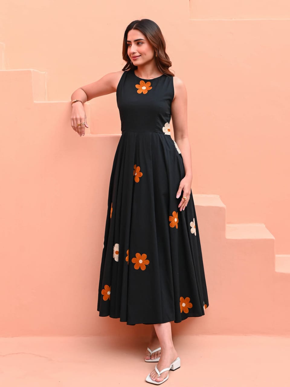 Krishna Creations Floral Printed Gown Dress for Women - Krishna Creations